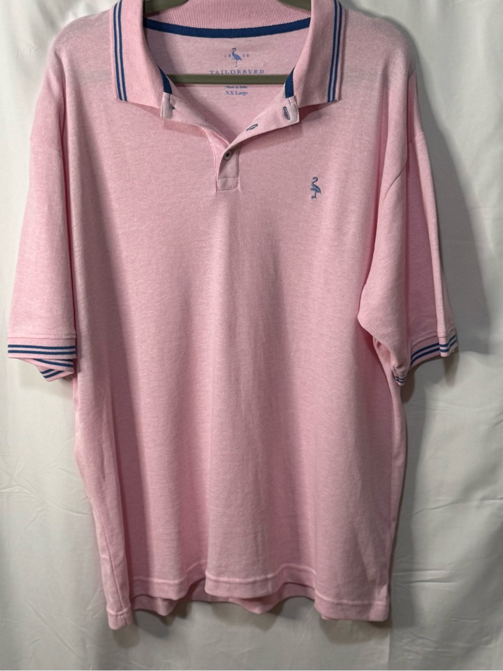 Tailorbyrd Light Pink Polo with Navy Trim